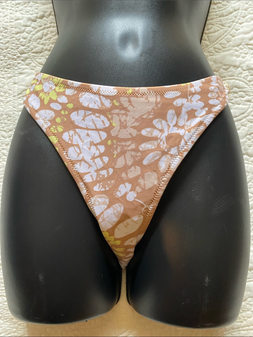 aerie Mix and  Match Floral Print  floral tan caramel yellow Bikini Bottom